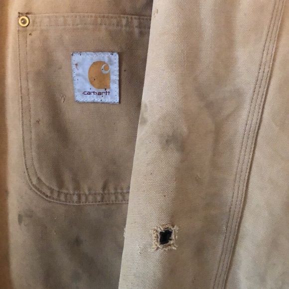 Men’s VTG Y2k thrashed carhartt corduroy collar blanket lined jacket - Picture 4 of 15